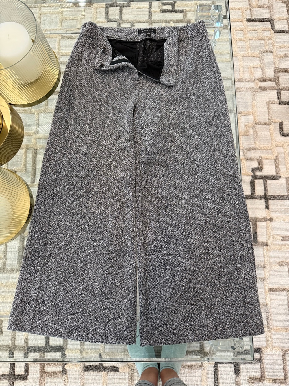Ann Taylor Wool-Blend wide leg Gray Tweed pants
